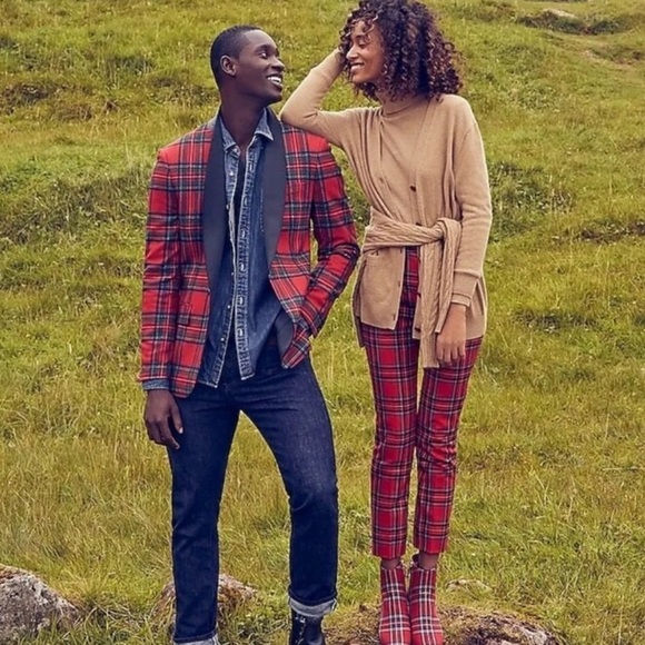J. Crew Pants - J.Crew Pants Womens 10 Camden Wool Blend Tartain Plaid Red Straight Leg New
